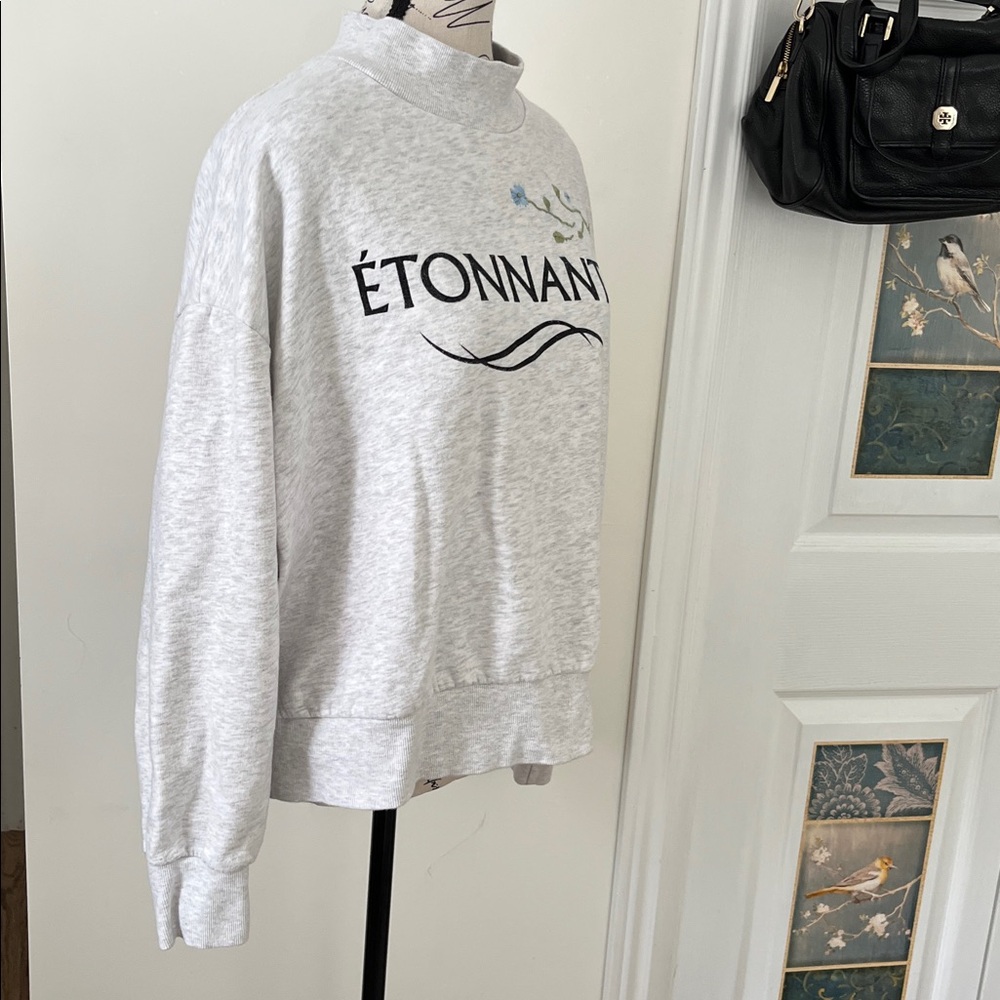 🍎H&M Gray Sweatshirt with Floral Accents - Picture 5 of 9